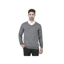 WOODLAND Men Grey Fs V Neck Pullover Sweatshirt