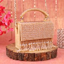 sugarcrush Luxury Antique Gold Soft Clutch with Detachable Strap
