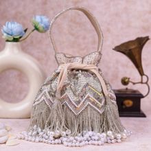 sugarcrush Embellished Pink Potli Bag with Tassels