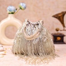 sugarcrush Silver Potli Bag with Tassels