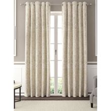 GM Textured Jacquard Woven Grommet Curtain Panel 52 x 84 Inch (Set of 2) Beige