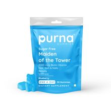 Purna Gummies Hair Biotin Blueberry Sugar Free Gummies with Vitamin B12 for Hair & Nails, 30 Day Pack