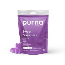 Purna Gummies Melatonin Wild Berry Flavour Gummies for Sleep Well & Reduced Stress, 30 Day Pack