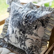 House of Ekam Black Tropical Dreams Ruffle Cushion Cover