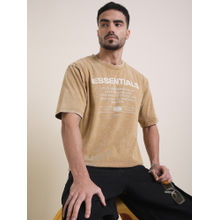 DILLINGER Mens Beige Oversized Short Sleeve Acid Washed T-Shirt