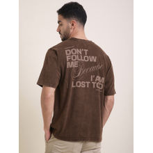 Difference of Opinion Mens Brown Oversized Acid Wash T-Shirt