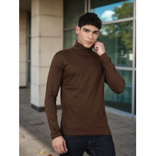 Kryptic Men Brown Cotton Solid Full Sleeve T-Shirt
