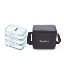 Glasslock Airtight Break Resistant Storage Container,Rectangle 400 ml set of 3,with Bag