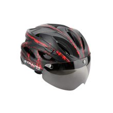 Strauss Red and Black Cycle Helmet with Magnetic Goggles
