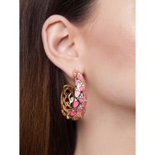 Shaze Fresia Zircon Studded Pink Earrings