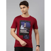 Dixcy Scott Originals Men Cotton Round Neck Short Sleeves Printed T-shirt - Maroon