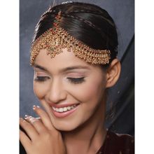 Saraf RS Jewellery Gold Plated Red Kemp Antique Temple Bridal Damini Matha Patti