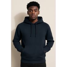 Parcel Yard Solid Navy Blue Hooded Drawstring Hood Casual Men Hoodie