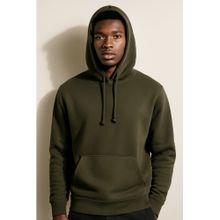 Parcel Yard Solid Olive Hooded Drawstring Hood Casual Men Hoodie