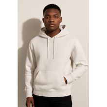 Parcel Yard Solid White Hooded Drawstring Hood Casual Men Hoodie