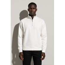 Parcel Yard Men White Stylish Zip Long Sleeve Sweatshirt