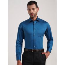 JadeBlue Men Blue Cotton Lycra Solid Slim Fit Formal Shirt