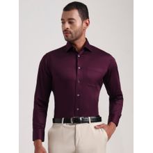 JadeBlue Men Purple Cotton Lycra Solid Slim Fit Formal Shirt