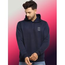 Obaan Men Winter Wear Navy Blue Solid Hoodie