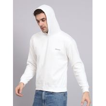 Obaan Men Winter Wear White Solid Hoodie