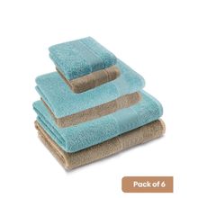 Haus & Kinder 100% Cotton Harmony Combed Bath Set- Coastal Blue, Taupe