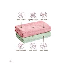 Haus & Kinder 100% Cotton Allure Zero Twist Bath Towel- Sage Green, Dusty Rose (Pack of 2)