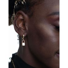 Palmonas 18k Gold Plated Lock Charm Hoop Earrings for Women