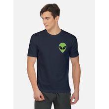 THREADCURRY Psychedelic Men Navy Printed Crew Neck T-Shirt