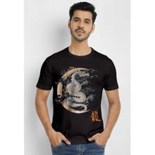 THREADCURRY Anime Men Black Printed Crew Neck T-Shirt
