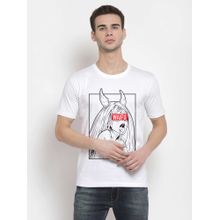 THREADCURRY Anime Men White Printed Crew Neck T-Shirt