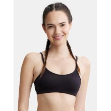 Jockey SS12 Wirefree Non Padded Cotton Elastane Full Coverage Beginners Bra - Black