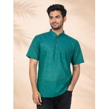 JBN Creation Men Cotton Green Jacquard Self Design Short Kurta