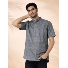 JBN Creation Men Cotton Grey Jacquard Self Design Short Kurta
