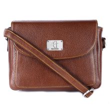 HiLEDER Women Tan Leather Crossbody Sling Bag (M)