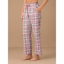 Nykd By Nykaa Cotton Plaid Pajama - NYS141 - Grey Pink Plaid