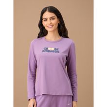 Nykd By Nykaa Essential Long Sleeve Graphic Tee - NYS802 - Grape