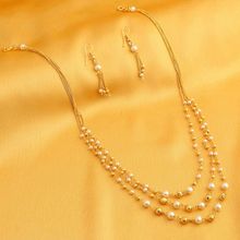 Sukkhi Modish Pearl Gold Plated Wedding Jewellery Multi-String Necklace Set (NYKSUKHI00061)