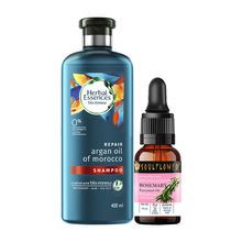 Herbal Essences Argan Oil Shampoo + Soulflower Organic Rosemary Hair Growth Oil