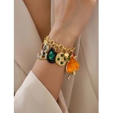 Peachy Accessories Multi-Colour Trendy Heart Shaped Rhinestone Charm Bracelet