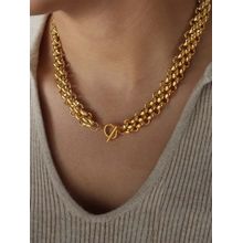Peachy Accessories 18K Gold Plated Statement Chain Necklace - Celebrity Style Fashion Jewellery