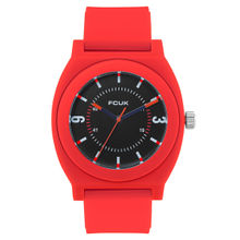 Fcuk Analog Black Dial With Red Strap Unisex Watch- Fk00015B