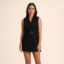 Twenty Dresses by Nykaa Fashion Work Black Solid Lapel Collar Playsuit (Set of 2)