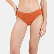 Zivame Low Rise Full Coverage Bikini Panty - Orange Flame