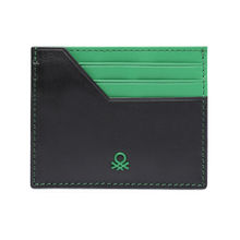 United Colors of Benetton Men Calzo Leather Card Holder - Green