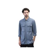 WOODS Solid Shirt - Bluemelange