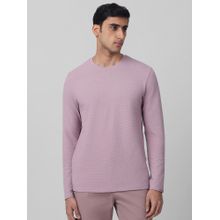 Mufti Men Lavender Self Design Slim Fit T-Shirt