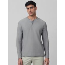 Mufti Men Grey Textured Slim Fit T-Shirt