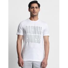 Mufti Men White Graphic Slim Fit T-Shirt