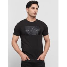 Mufti Men Black Graphic Slim Fit T-Shirt