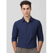 Mufti Men Navy Blue Solid Slim Fit Shirt